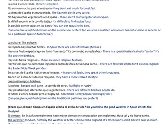 AQA GCSE Spanish Identity and culture Theme 1.4 Customs and festivals:  oral questions and answers