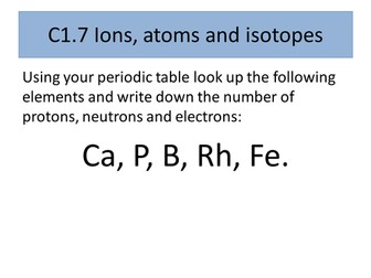 C1.7 ions atoms and isotopes