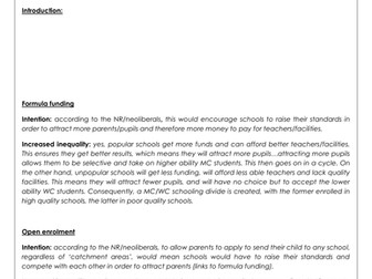 A-Level Sociology - Marketisation and Privatisation Essay Activity