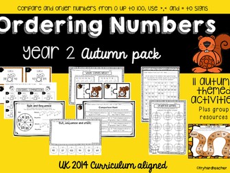 Yr2 Ordering Numbers Autumn Pack UK Curriculum 2014