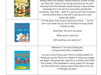 Stories by the same author - Julia Donaldson - Blurb match activity