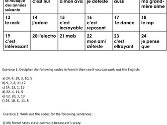 Music worksheet