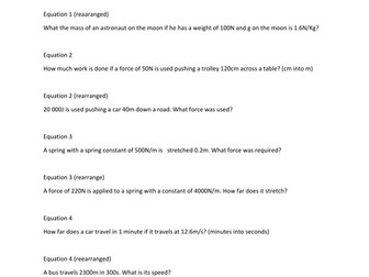 AQA equations 1-20 practice 30+ examples