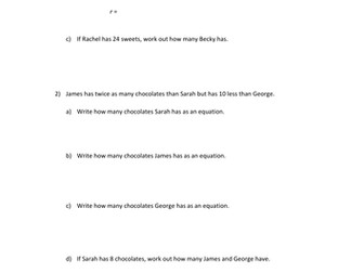 Forming and solving one step equations starter