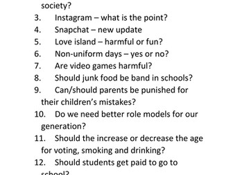 Speech/Debate ideas