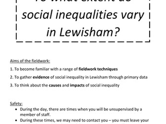 Fieldwork in Lewisham, London for OCR A Level Geography - Social Inequality