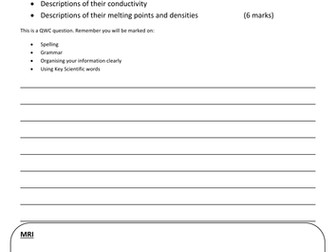 Extended writing task - The Periodic table - Foundation