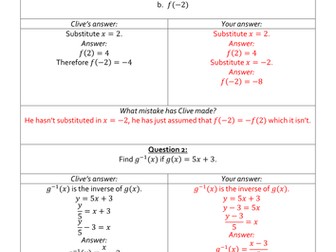 Clumsy Clive On Function Notation