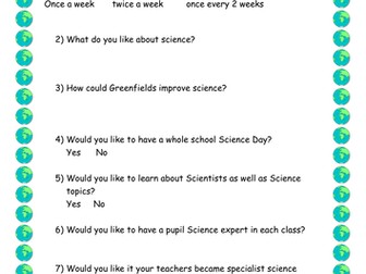 science pupil voice questionnaire key stage 1 and 2
