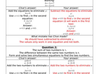 Clumsy Clive On Simultaneous Equations