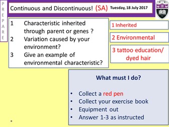 Continuous and Discontinous variation