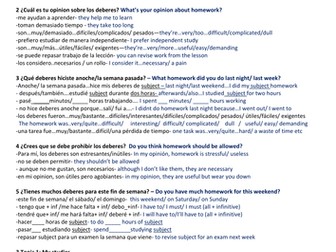 AQA GCSE Spanish Current +future study + employment Theme 3.1My studies: oral questions and answers