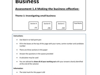 9-1 Edexcel Business GCSE end of topic assessments