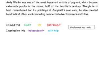 Warhol Cover lesson work