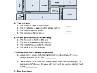 Directions worksheet