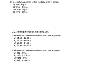 Adding and subtracting money