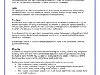 AQA GCSE Psychology 2019 spec – Lesson 6 Bartlett's War of the Ghosts study