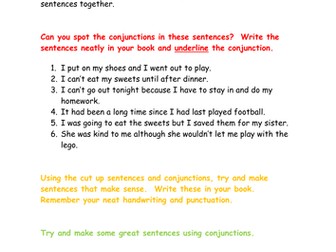 Year 3 Conjunctions Worksheet