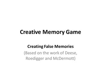 AQA GCSE Psychology 2019 spec – Lesson 10 False memories