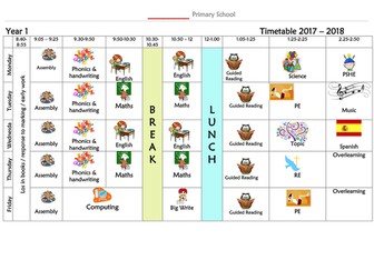 Timetable for year 1