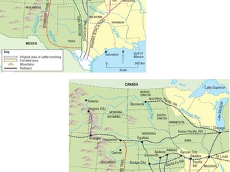 American West - Growth of the cattle industry.