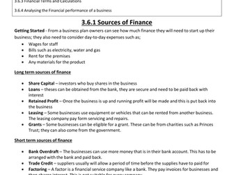 AQA 3.6 Finance