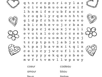 2 Mots cachés de la Saint-Valentin: 2 French Valentine's Day word searches