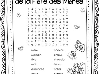 2 Mots cachés de la Fête des Mères : 2 Mother's Day word searches