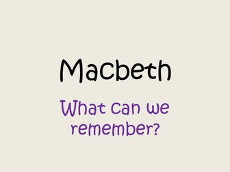 Creative Writing based on Macbeth - series of lessons