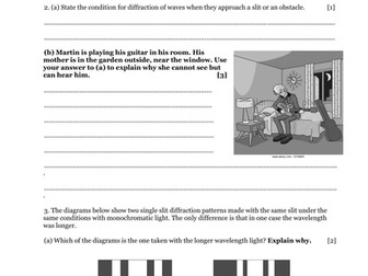 Diffraction of Light Worksheet