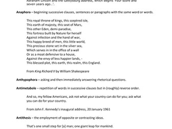 List of rhetorical devices plus activity using Churchill's wartime speeches