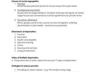NEW A-level geography - Human Geog - (9.3,9.4) contemporary urban environments revision notes