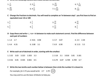 Fractions and decimals: differentiated questions