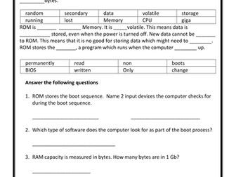 GCSE Computing Homework sheets - hardware