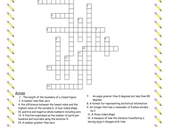 5x Maths Vocabulary Crossword and Wordsearch Puzzles KS1-KS3, Higher