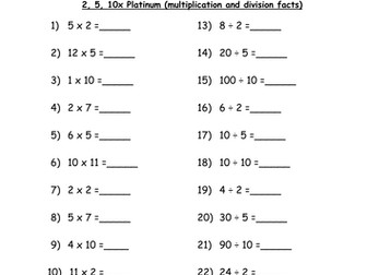 Times tables challenges - Platinum