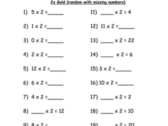Times tables challenges - Gold