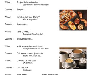 French cafe conversation, ordering food