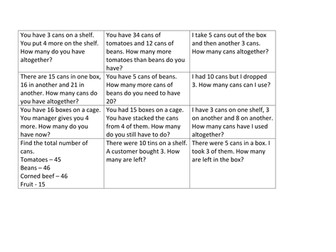 Function Skills Maths Entry 1, 2, 3, Level 1 Word Problems Operations