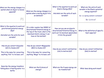 Physics Flashcards AQA Trilogy Science (9-1) P1