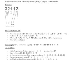Entry Level 3 Functional Skills Maths Help Sheet Revision