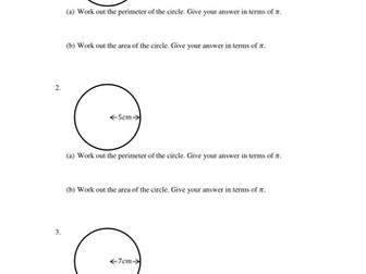 Worksheet on perimeter and area of circles and sectors