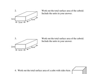 Worksheet on surface area and volume of shapes