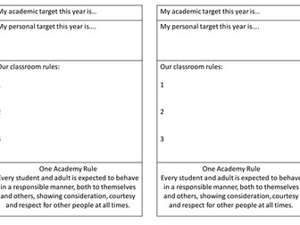 Students objectives/targets/class rules sheet