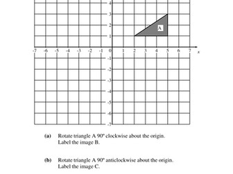 2 worksheets on rotations (transformations of shapes)