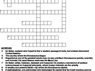 The Renaissance Crossword Puzzle