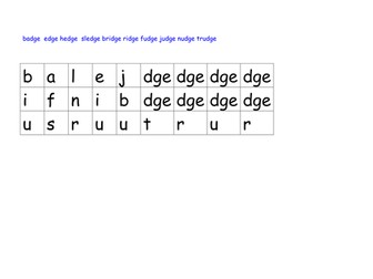 Year 2 'dge' spelling pattern daily teaching resources