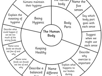 Topic wheels for Year 2 science 2014 curriculum self-assessment