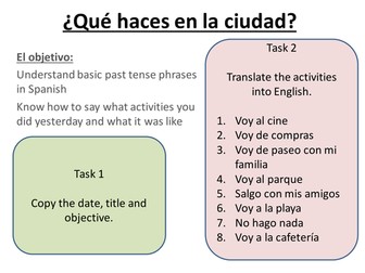 Que haces en la ciudad - What do you do in the city? - Free time - Present tense - Past tense