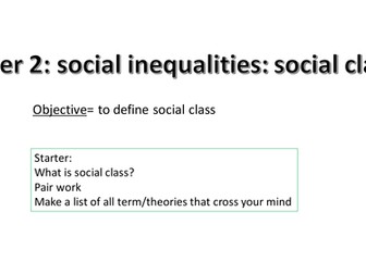 OCR New A LEVEL SOCIOLOGY- understanding social inequalities: Social class